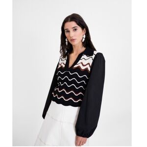 TANYA TAYLOR Women’s L / XL Arleta Crochet Top Long Sleeve CP25